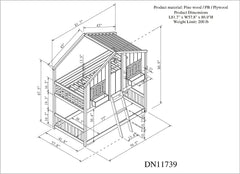 Twin Over Twin House Bunk Beds with Roof and Window, Wooden House Bunk Bed with Window Box and Window Door,Twin Playhouse Bunk Bed with Safety Guardrails and Ladder
