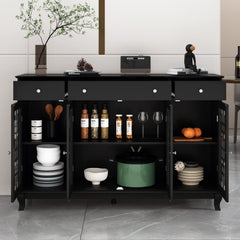 Buffet Sideboard Storage Cabinet with Glass Doors,Black