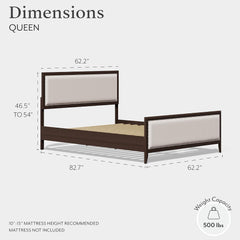 Queen Bed Frame with Adjustable Headboard, Full Wooden Slats, No Box Spring Needed - Queen Upholstered Bed Frame in Natural Fabric