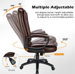 Home Office Desk Chair,Managerial Executive Chair,Ergonomic High Back Computer Chair with Cushions Armrest,Height Adjustable Big and Tall PU Leather Chair with Lumbar Support