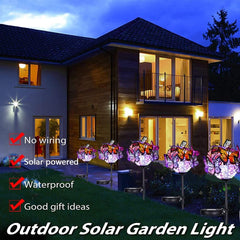 Outdoor Solar Lights, 2 Pack Solar Garden Stake Lights with 18 Butterflies Decoration Outdoor Lights, Waterproof Solar Butterfly Lights, Bigger Solar Panel for Patio Yard Pathway Garden Decor