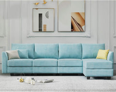 Reversible Sectional Sofa L Shaped Couch with Storage Convertible Modular Sofa with Chaise,Aqua Blue