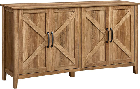 Buffet Cabinet, Sideboard, Credenza, Kitchen Storage Cabinet, with Adjustable Shelves, for Living Room, Entryway, Rustic Walnut