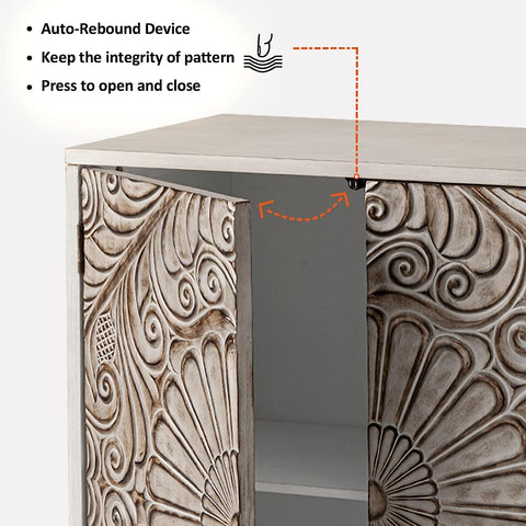 Accent Cabinet w Doors & Shelf,Rustic Boho Decorative Cabinet w Wood Grain Finish