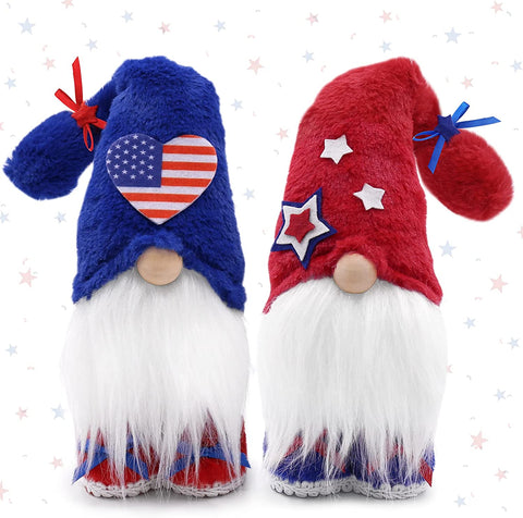 4th of July Gnomes Decor, Patriotic Tomte Plush, Independence Day Gnomes Plush, Memorial Day Nisse Handmade Scandinavian, Elf Dwarf Home Collection, July 4th Tiered Tray Decorations