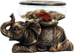 New Good Luck Decorative Gold Antiqued Elephant Glass Bowl,Terrarium or Candle Holder with Color Gift Box