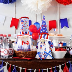 2Pcs 4th of July Gnomes, Patriotic Gnomes 4th of July Decorations Independence Day Decorations for Home Party Table Tiered Tray Decorations