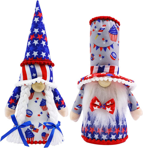 2Pcs 4th of July Gnomes, Patriotic Gnomes 4th of July Decorations Independence Day Decorations for Home Party Table Tiered Tray Decorations