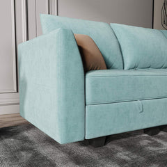 Reversible Sectional Sofa L Shaped Couch with Storage Convertible Modular Sofa with Chaise,Aqua Blue