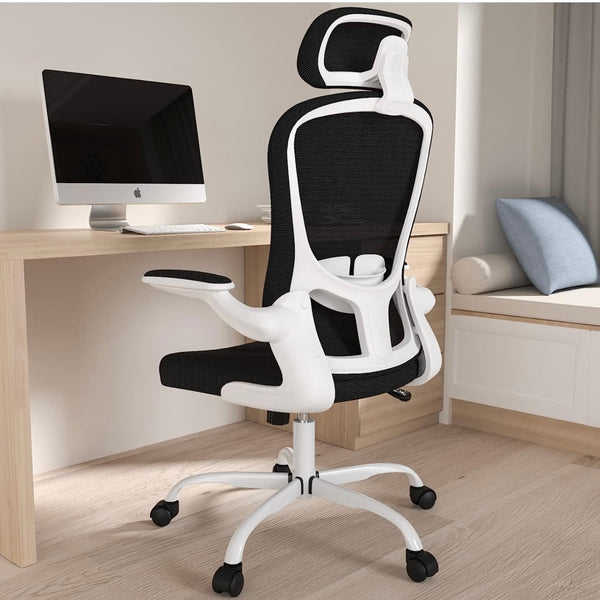 Office Chair, High Back Ergonomic Desk Chair, Breathable Mesh Desk Chair with Adjustable Lumbar Support and Headrest, Swivel Task Chair with flip-up Armrests, Executive Chair for Home Office