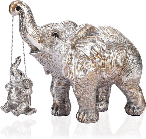 Elephant Decor Brings Good Luck, Health, Strength. Elephant Gifts for Women, Mom Gifts. Decorations Applicable Home, Office, Bookshelf TV Stand, Shelf, Living Room - Silver
