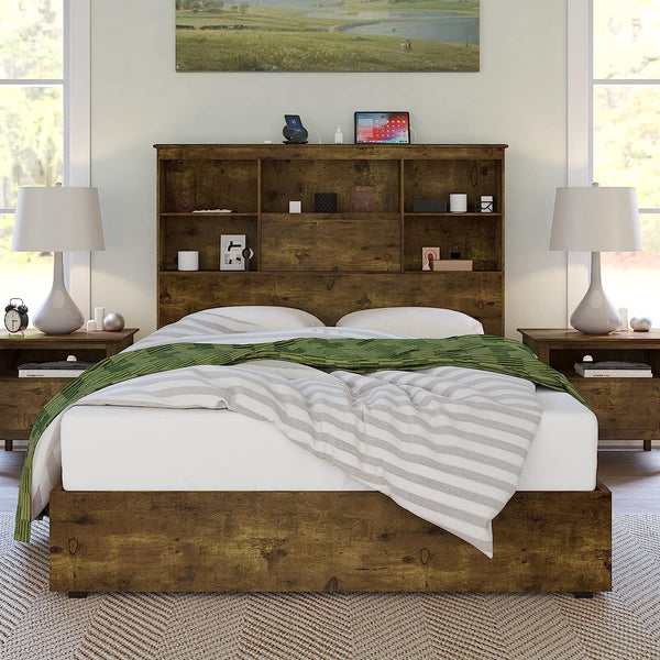 Queen Size Bed Frame Wooden Platform Bed with 51.2