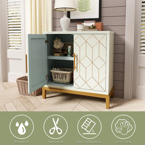 Accent Cabinet with Doors, Modern Wooden Sideboard,Green