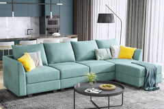 Reversible Sectional Sofa L Shaped Couch with Storage Convertible Modular Sofa with Chaise,Aqua Blue