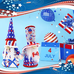 2Pcs 4th of July Gnomes, Patriotic Gnomes 4th of July Decorations Independence Day Decorations for Home Party Table Tiered Tray Decorations