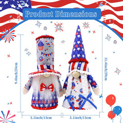 2Pcs 4th of July Gnomes, Patriotic Gnomes 4th of July Decorations Independence Day Decorations for Home Party Table Tiered Tray Decorations