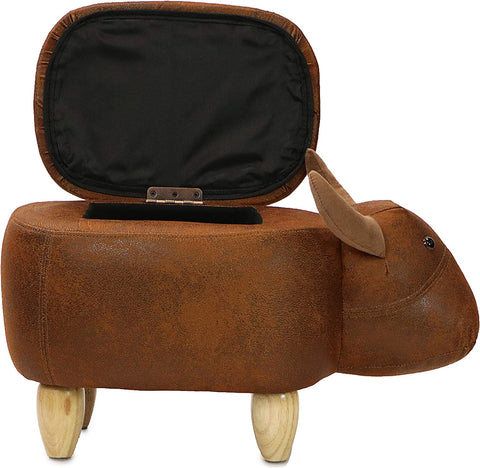 Brown Furniture 15" Seat Height Animal Cow-Faux Leather Look-Durable Legs-Storage for Nursery, Bedroom, Playroom & Living Room-Décor Ottoman