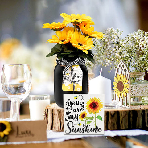 Sunflower Decor, Sunflower Kitchen Decor and Accessories, Summer Farmhouse Decor Sunflower Table Centerpieces for Home