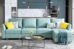 Reversible Sectional Sofa L Shaped Couch with Storage Convertible Modular Sofa with Chaise,Aqua Blue