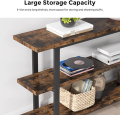 70.8 Inch Extra Long Console Table for Entryway, Narrow Hallway Table, Wood Sofa Table with 3 Tier Storage Shelves for Living Room