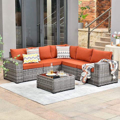 6 PCS Wicker Outdoor Sectional Furniture Set