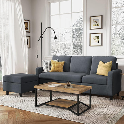 Convertible Sectional Sofa, L Shaped Couch with Reversible Chaise for Small Space, Dark Grey