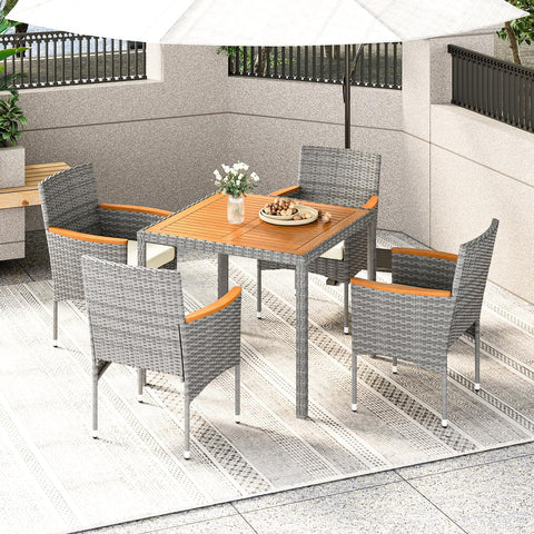 5 Piece Outdoor Table and Chairs Outdoor Patio Furniture Set,Grey