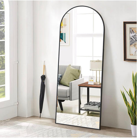 65"x24" Full Length Mirror, Arch Full Body Floor Mirror, Wall Mirrors Hanging or Leaning Arched-Top with Stand for Bedroom, Dressing Room, Black