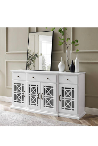 Modern Wood Glass Door Buffet Sideboard Living Room-Entryway Serving Storage Cabinet Doors-Dining Room Console, 60 Inch