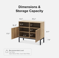 Modern Industrial Farmhouse Entryway Accent Buffet Cabinet, Sideboard, with Metal Legs, Oak