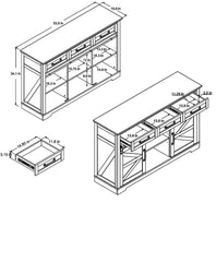 Farmhouse Buffet Cabinet, 53” Sideboard Cabinet w/3 Drawer, Rustic Storage Cabinet w/Sliding Barn Door for Dinning Room, Kitchen, Hallway, and Living Room, White