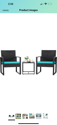 3 Pieces Patio Furniture Outdoor Wicker Modern Rattan Chair Conversation Sets with Coffee Table for Yard, Bistro