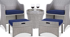 5-Piece Outdoor Wicker Conversation Bistro Patio Furniture Set