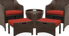 5-Piece Outdoor Wicker Conversation Bistro Patio Furniture Set