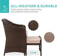 5-Piece Outdoor Wicker Conversation Bistro Patio Furniture Set