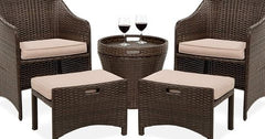 5-Piece Outdoor Wicker Conversation Bistro Patio Furniture Set