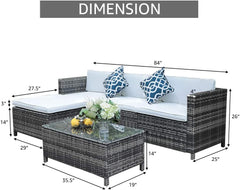 5 Pieces All-Weather Outdoor Sectional Sofa Set