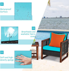 3 Pieces Patio Wicker Furniture Set