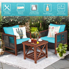 3 Pieces Patio Wicker Furniture Set