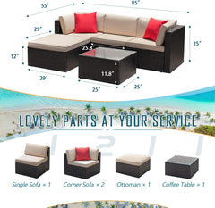 5 Pieces Patio Furniture Set