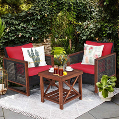 3 Pieces Patio Wicker Furniture Set