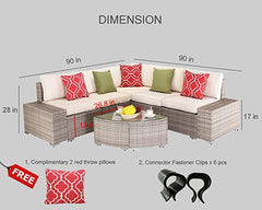 6 Pieces Outdoor Patio Furniture Sectional Conversation Set